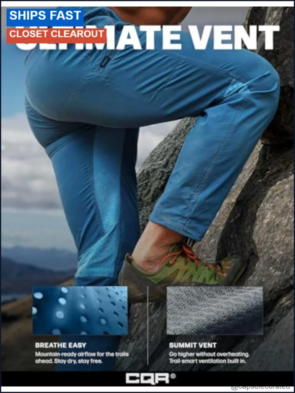 Men's Cargo Hiking Pants Lightweight Water-Resistant Stretch 87% Nylon